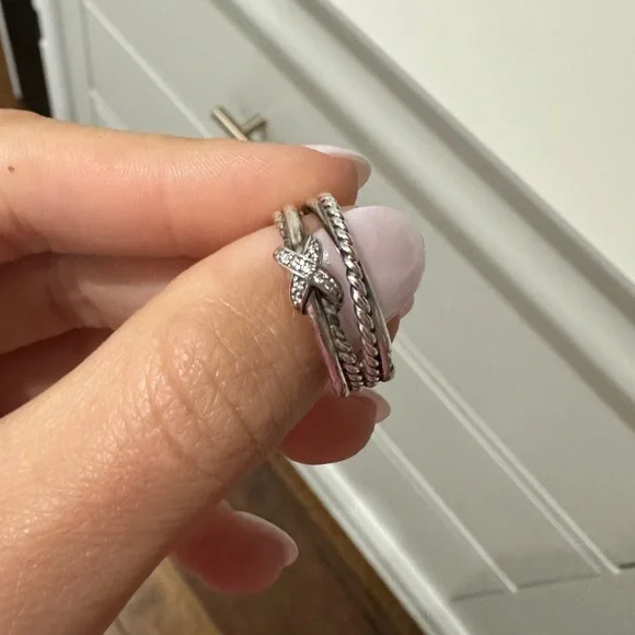 David Yurman
 X CROSSOVER BAND RING
Sterling Silver with Diamonds, 6mm - Picture 2 of 5